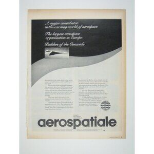 Aerospatiale 1971 Vintage Print Ad Builders Of Concorde Europes Aerospace